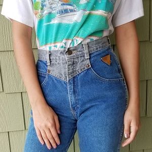 two tone vintage Zena Mom high rise jean